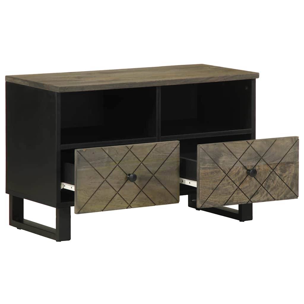 vidaXL TV-Schrank Schwarz 70x33x46 cm Massivholz Mango