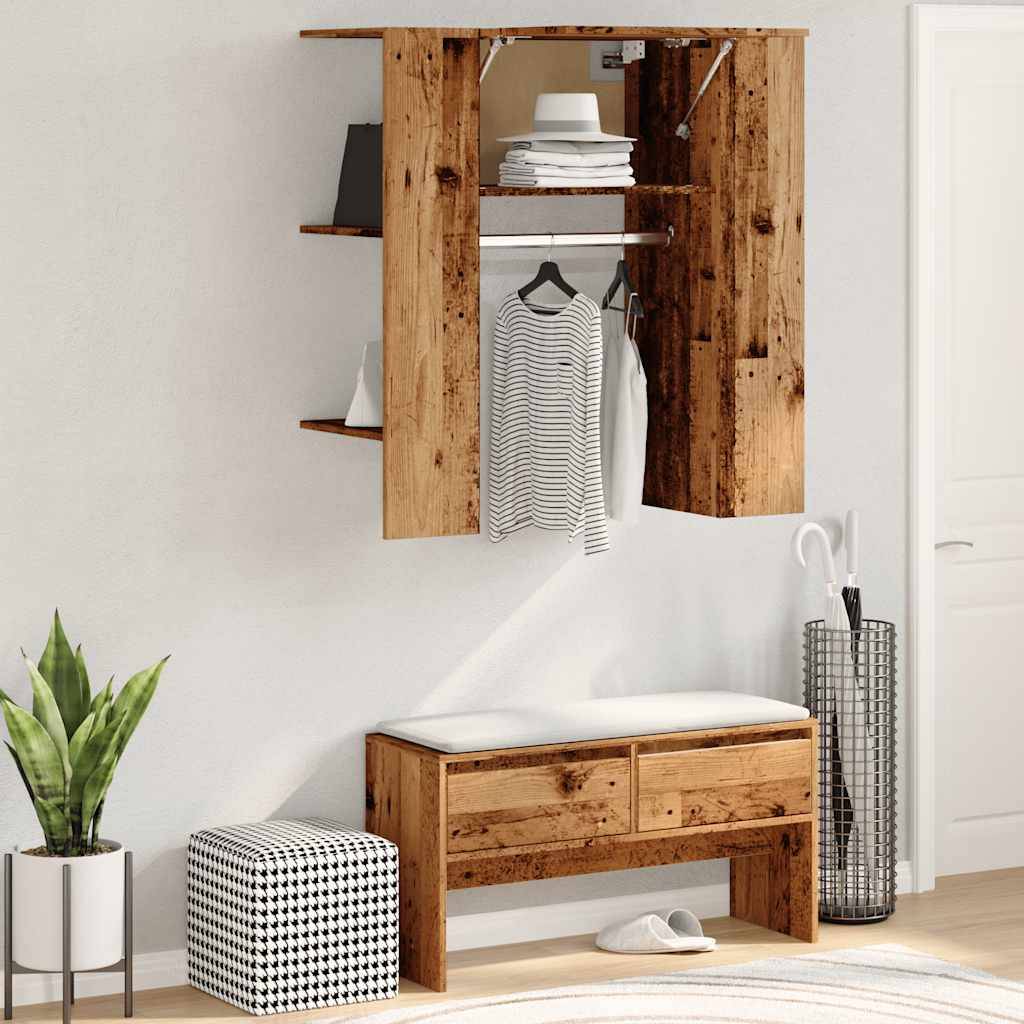 vidaXL Flurschrank Altholz-Optik 97,5x37x99 cm Holzwerkstoff