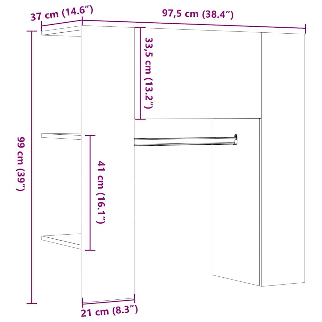 vidaXL Flurschrank Altholz-Optik 97,5x37x99 cm Holzwerkstoff