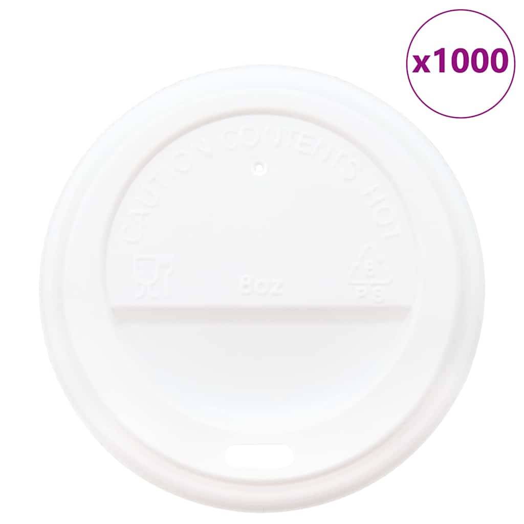 vidaXL Deckel für Pappbecher Ø80 mm 8oz 1000 Stk. Weiß Kunststoff