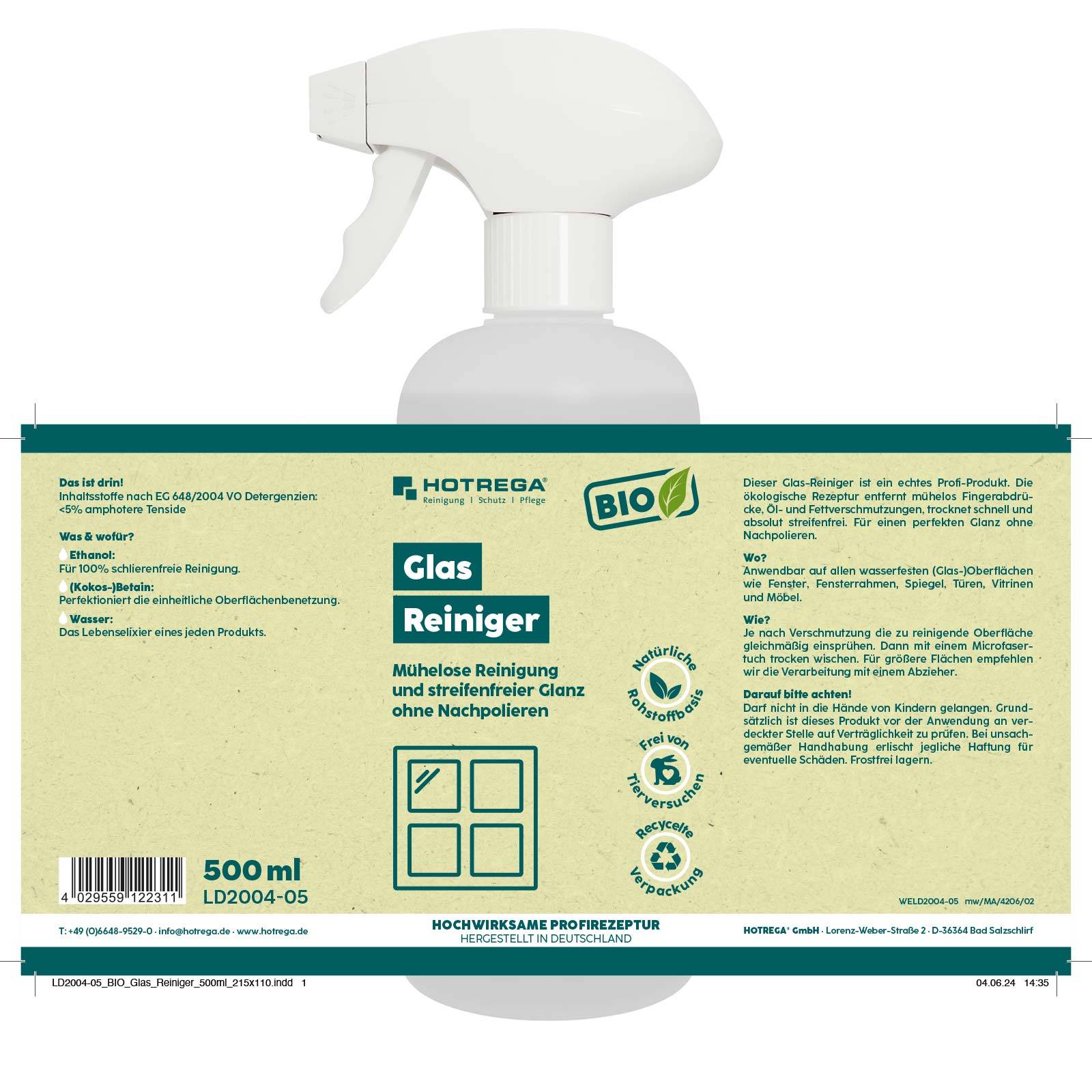 HOTREGA BIO Glasreiniger 500ml