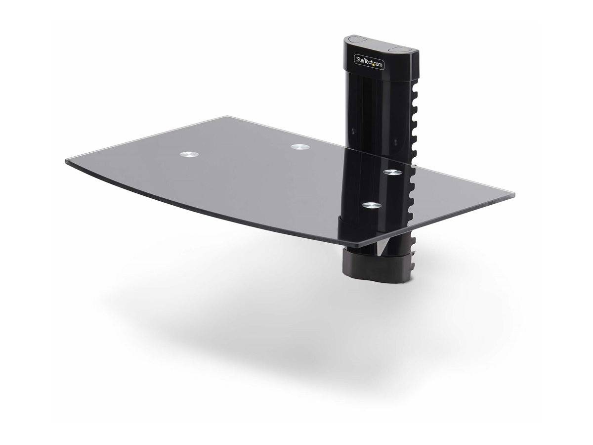 StarTech.com Floating Wall-Mounted AV Shelf, Adjustable Height Shelf For Under TV, Organize A/V Equipment On Black Tempe