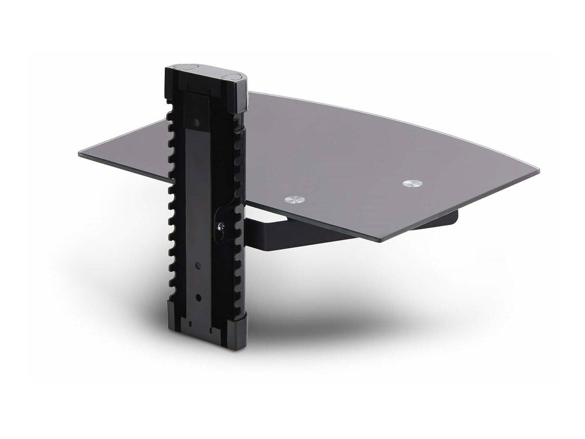 StarTech.com Floating Wall-Mounted AV Shelf, Adjustable Height Shelf For Under TV, Organize A/V Equipment On Black Tempe