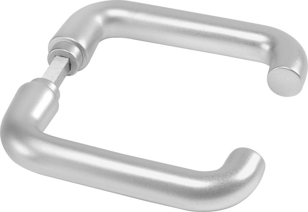Türdrückerpaar U-Form 475G rd.Form,18mm Führung Leichtmetall silberfarbig - Artikel: 4020772011390