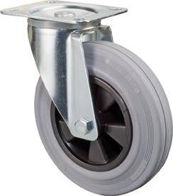 Lenkrolle 125mm L400.B46 Platte,Gummi grau,RL L400.B46.125 - Artikel: 4021885011383