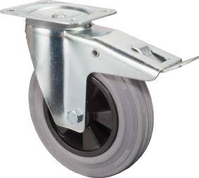 Lenkrolle 125mm L420.B46 Platte,Gummi grau,RL,FestL420.B46.125 - Artikel: 4021885035990