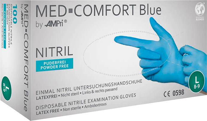 Einweghandschuhe Nitril, MED COMFORT BLUE, puderfrei, Gr.S - Artikel: 4044941002224