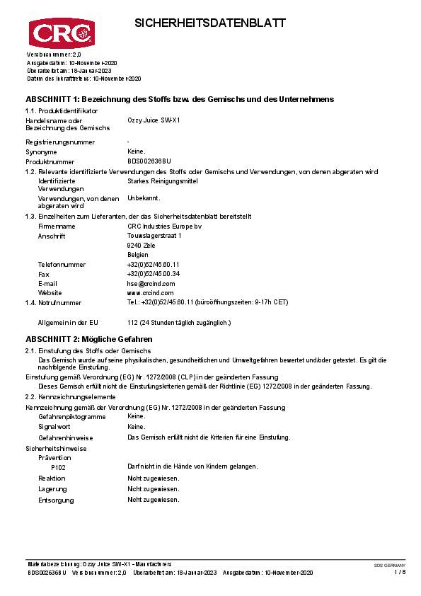 SW-X1 Ozzy Juice 20 L Kanister - Artikel: 5412386070884