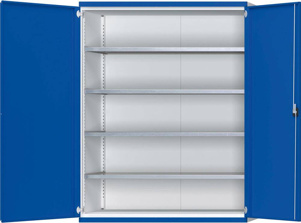 Schwerlastschrank B1485xT400xH1950mm RAL7035/5010 o.Mittelwand4 Böden
