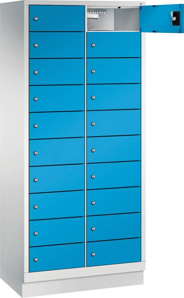 Laptopschrank 2x10Fächer B810xT500xH1800 mm RAL 7035/5012 ohne Elektrifizierung