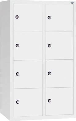 Kleingefachschrank B460xT200xH770 mm RAL 7035, wandhängend 2x4 Fächer