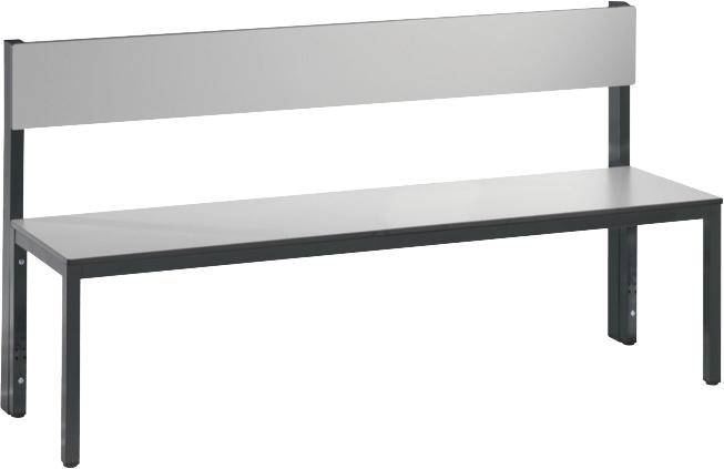 Sitzbank mit Rückenlehne B1500xT407xH796 mm RAL 7021/silbergrau ohne Schurost