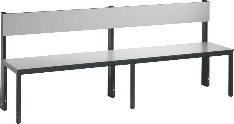 Sitzbank mit Rückenlehne B1960xT407xH796 mm RAL 7021/silbergrau ohne Schurost