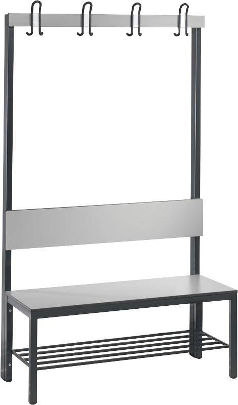 Garderobenbank einseitig B1000xT760xH1710 mm RAL 7021/silbergrau mit Schuhrost