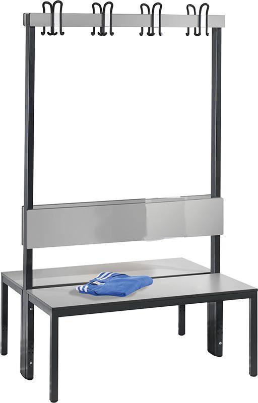 Garderobenbank doppels. B1000xT760xH1710 mm RAL 7021/silbergrau ohne Schurost