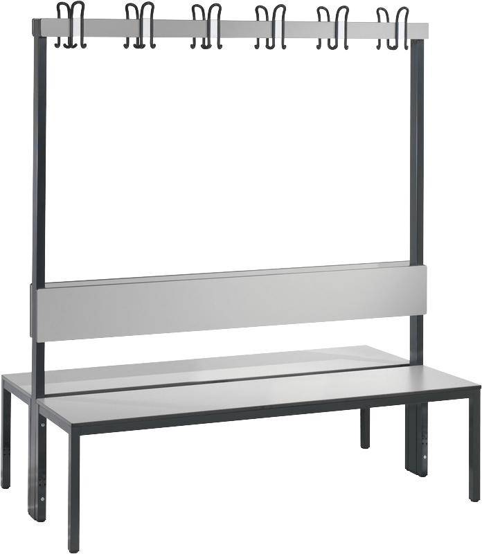Garderobenbank doppels. B1500xT760xH1710 mm RAL 7021/silbergrau ohne Schurost