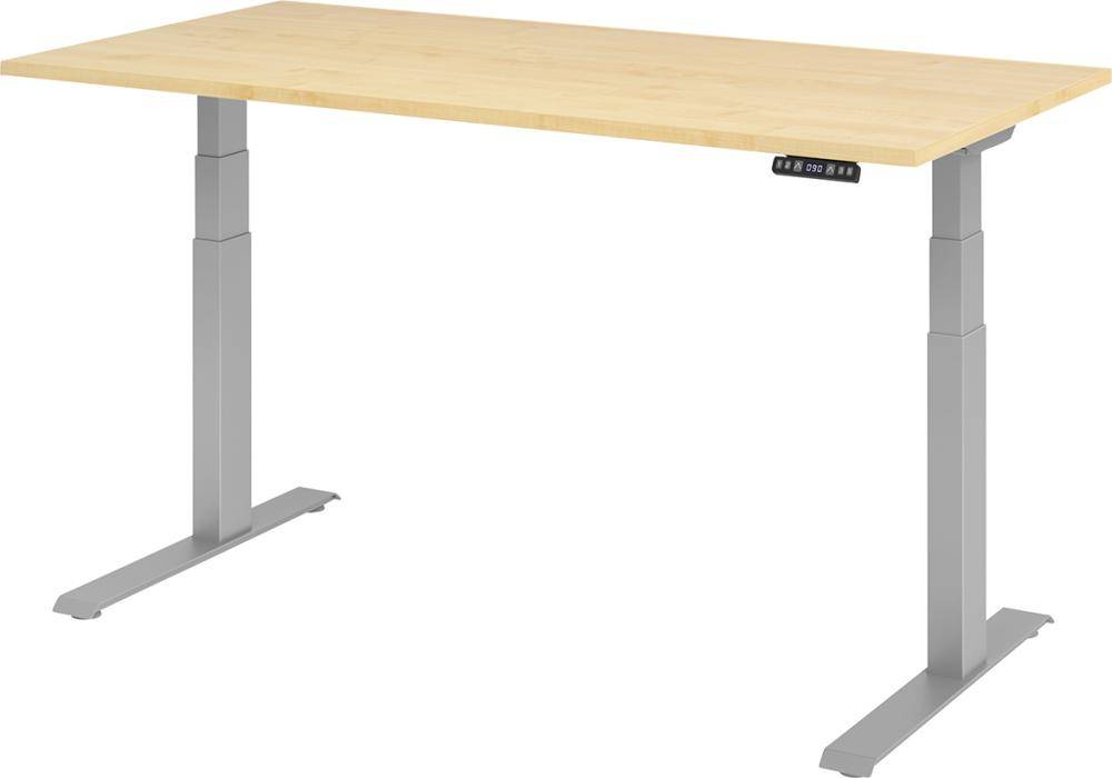 Schreibtisch höhenvers. 1600x800x640-1290 mm Gestell silber, Platte Ahorn - Artikel: 7830781512
