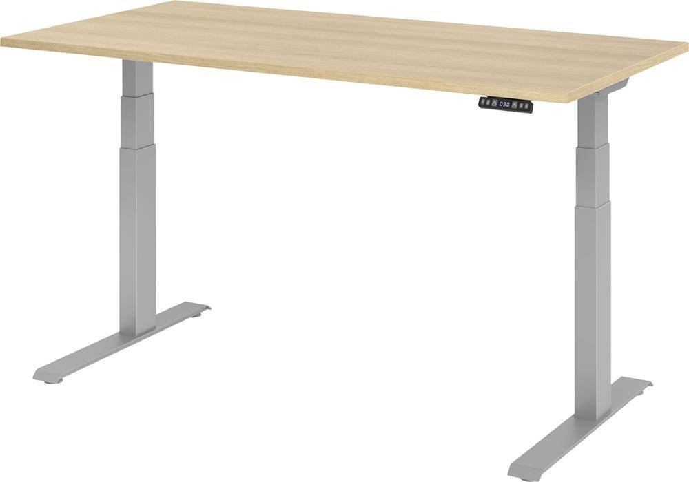Schreibtisch höhenvers. 1600x800x640-1290 mm Gestell silber, Platte Eiche - Artikel: 7830781517