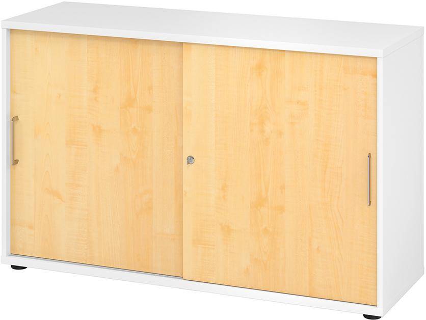 Schiebetürenschrank 2 Ordnerhöhen 1200x420x748 mm Weiß/Ahorn - Artikel: 7830781767