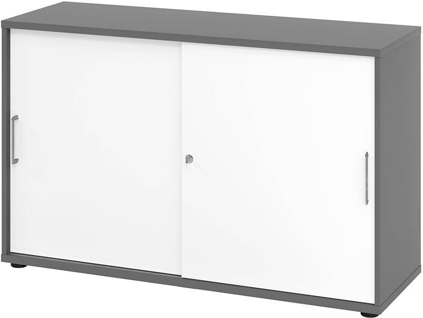 Schiebetürenschrank 2 Ordnerhöhen 1200x420x748 mm Graphit/Weiß - Artikel: 7830781768