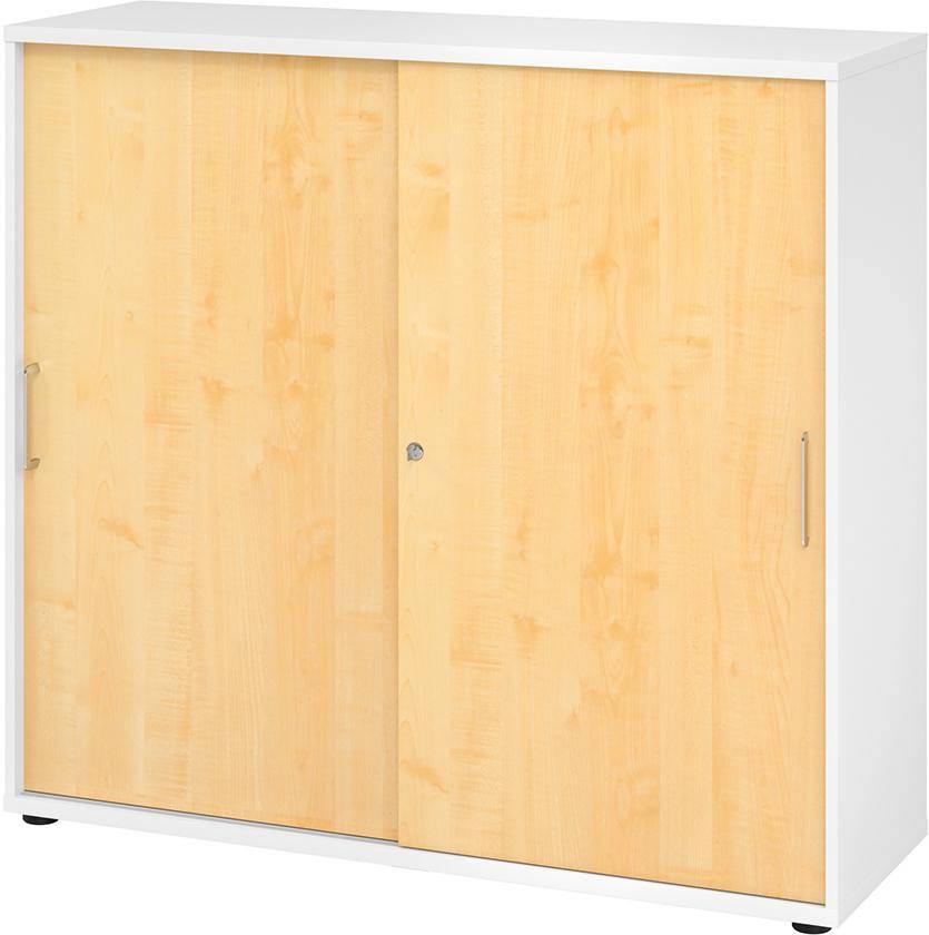 Schiebetürenschrank 3 Ordnerhöhen 1200x420x1100 mm Weiß/Ahorn - Artikel: 7830781775