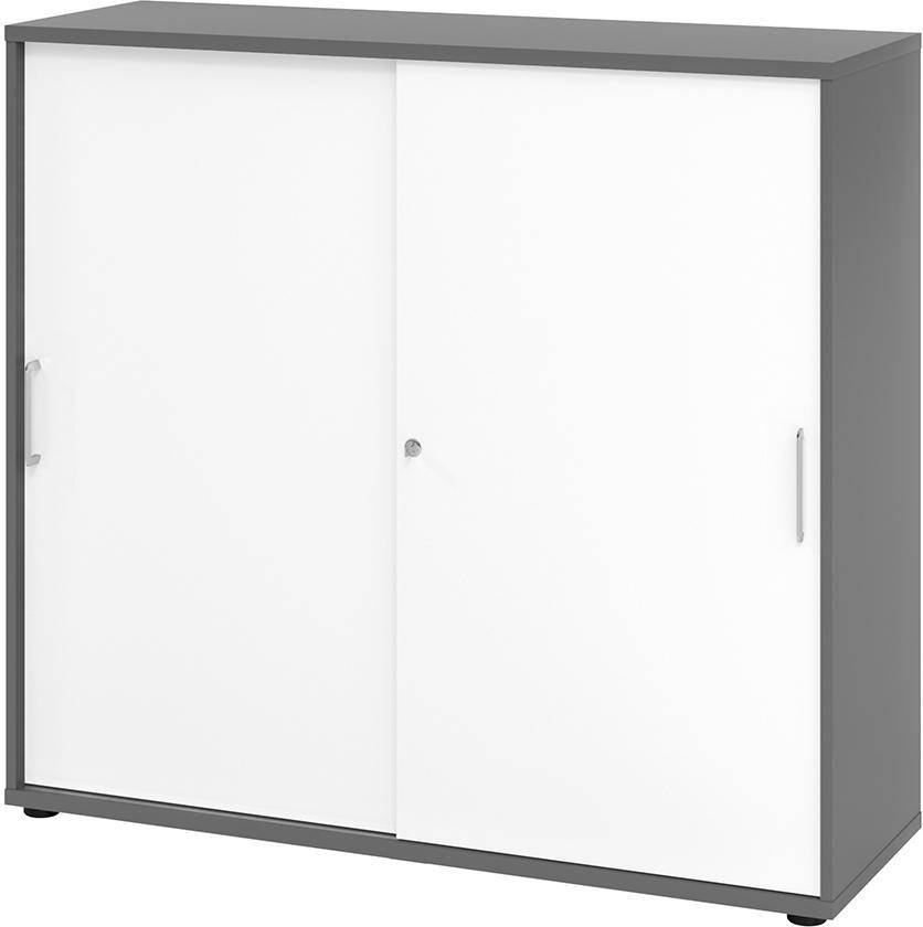 Schiebetürenschrank 3 Ordnerhöhen 1200x420x1100 mm Graphit/Weiß - Artikel: 7830781776