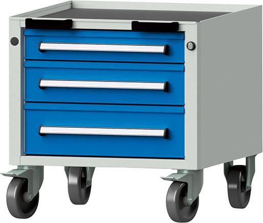 Rollcontainer B570xT615xH570mm RAL 7035/5012 3 Schubladen