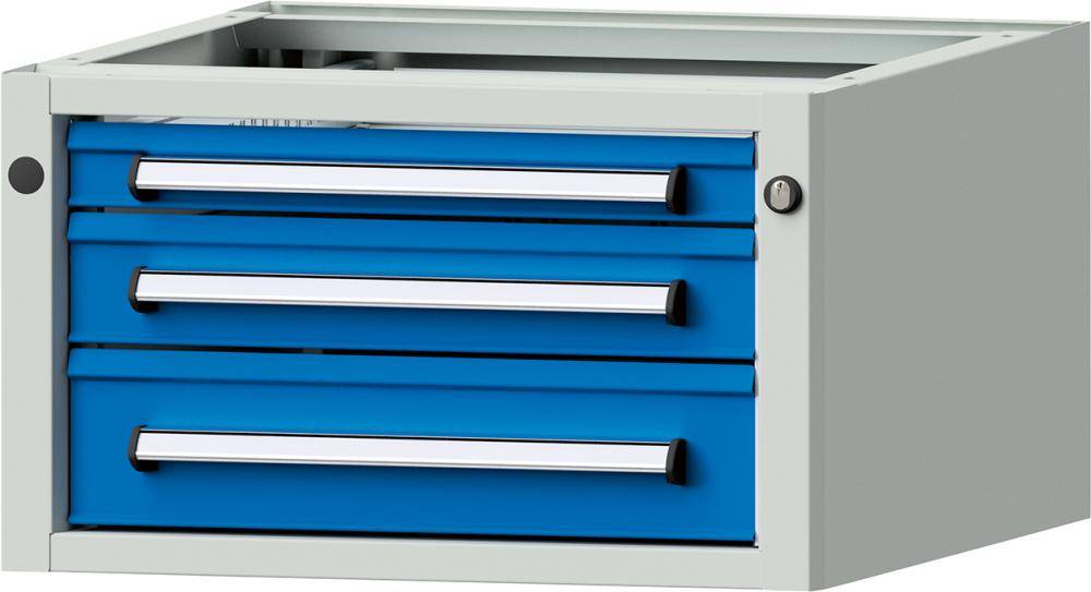 Unterbauschrank B570xT615xH330mm RAL 7035/5012 3 Schubladen