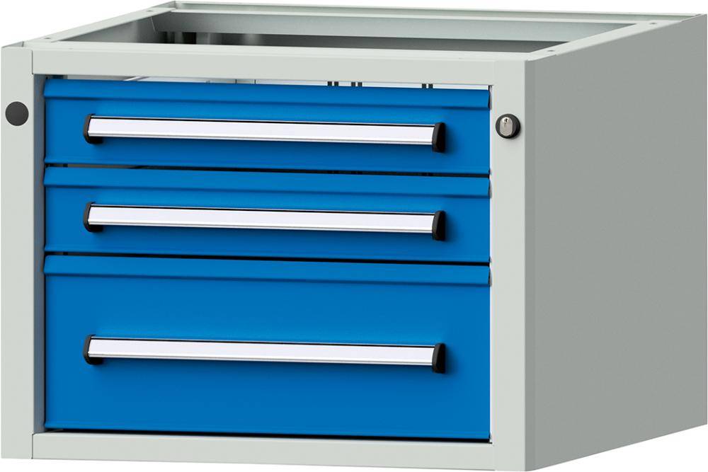 Unterbauschrank B570xT615xH420mm RAL 7035/5012 3 Schubladen