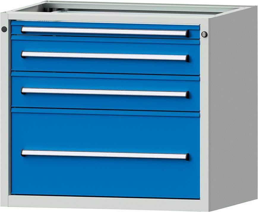 Sockelschrank B660xH800mm RAL 5012 4 Schubladen