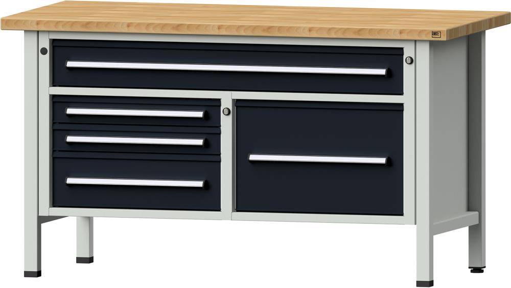 Anke Kastenwerkbank B1500xT700xH840mm RAL7035/7016 BMP: 40 mm 5 Schubladen