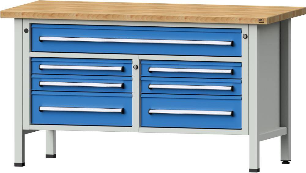 Anke Kastenwerkbank B1500xT700xH840mm RAL7035/5012 BMP: 40 mm 7 Schubladen