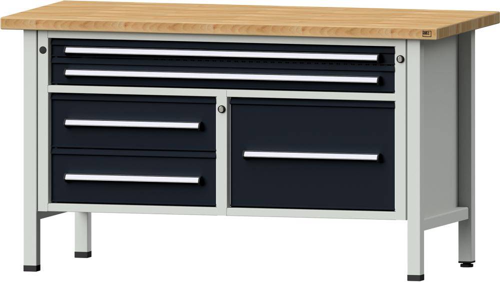 Anke Kastenwerkbank B1500xT700xH840mm RAL7035/7016 BMP: 40 mm 5 Schubladen