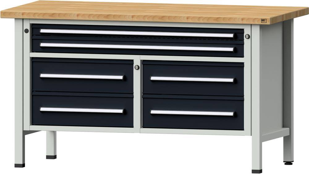 Anke Kastenwerkbank B1500xT700xH840mm RAL7035/7016 BMP: 40 mm 6 Schubladen