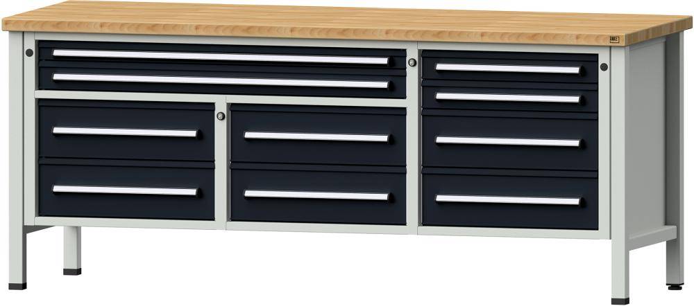 Anke Kastenwerkbank B2000xT700xH840mm RAL7035/7016 BMP: 40 mm 10 Schubladen
