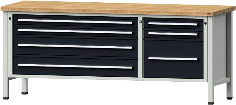 Anke Kastenwerkbank B2000xT700xH840mm RAL7035/7016 BMP: 40 mm 7 Schubladen