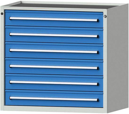 Anke Schubadenschrank B1060xT700xH980mm RAL 7035/5012 6 Schubladen