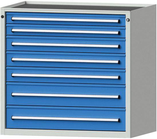 Anke Schubadenschrank B1060xT700xH980mm RAL 7035/5012 9 Schubladen