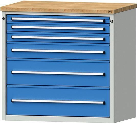 Anke Schubadenschrank B1060xT700xH1020mm RAL 7035/5012 6 Schubladen