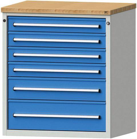 Anke Schubladenschrank B910xT700xH1020mm RAL 7035/5012 6 Schubladen