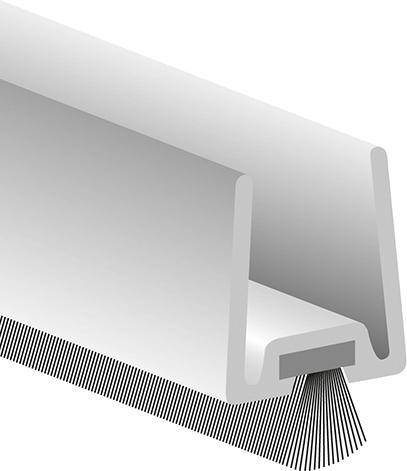 Glastürprofil GDP m. weich. PP-bürste Alu silber, L2250, TS 12 - Artikel: 8711286319411