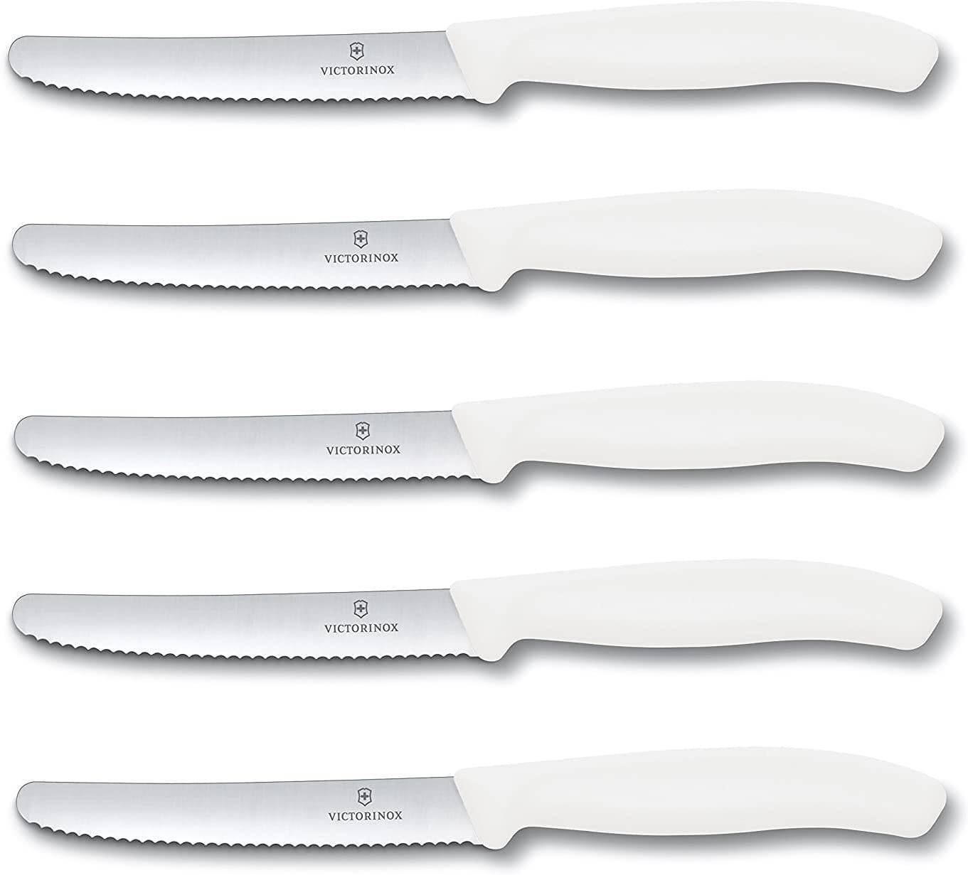 Victorinox | Swiss Classic Set | Tomaten-, Brötchen-, Tafelmesser | 5-teilig | Weiß | ideal für präzises Schneiden | hochwertige Schweizer Qualit