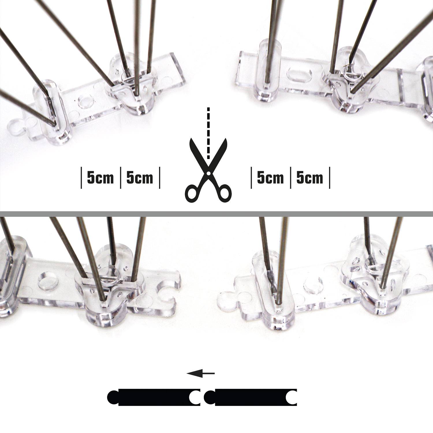 Taubenabwehr Spikes - 300cm Kunststoff - Tauben Abwehrleiste Vogel Abwehr Spikes