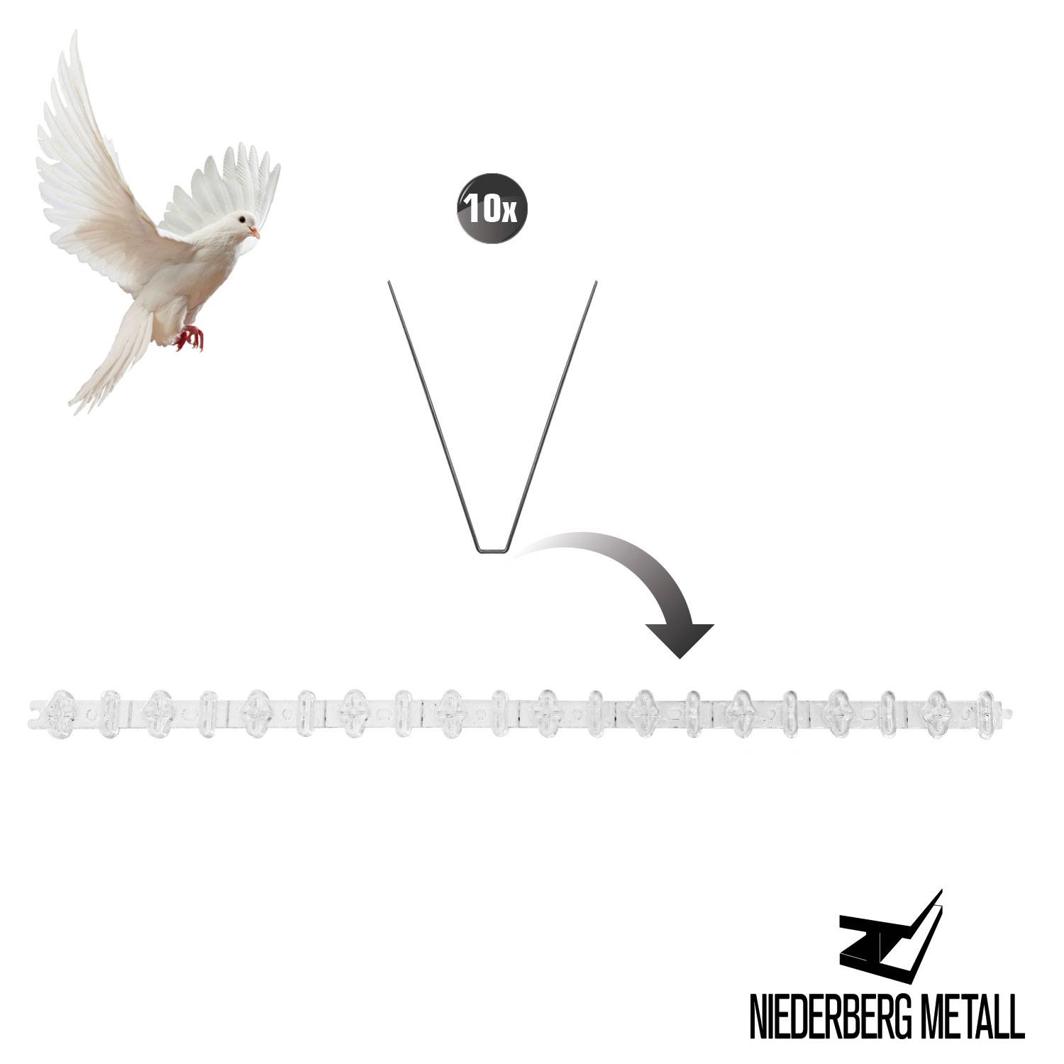 Taubenabwehr Spikes - 300cm Kunststoff - Tauben Abwehrleiste Vogel Abwehr Spikes