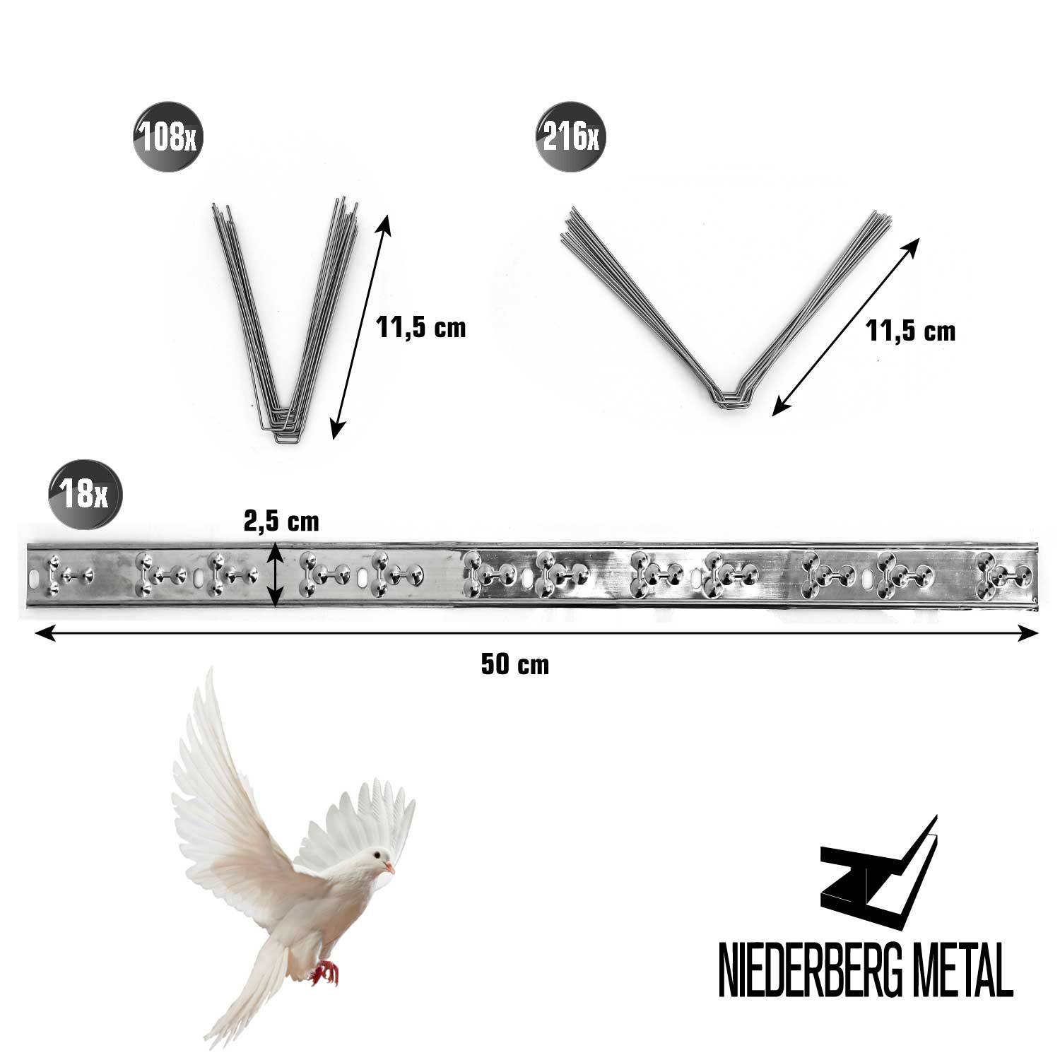 Taubenabwehr Spikes - 9 Meter Edelstahl Tauben Abwehrleiste Vogel Abwehr Spikes