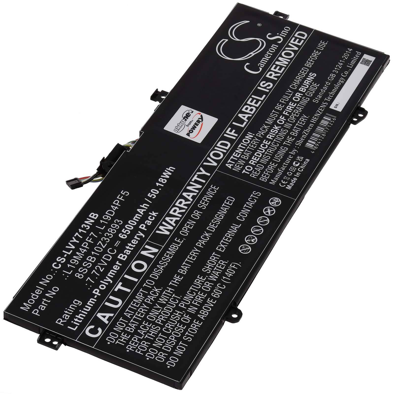 Powery Akku für Lenovo Yoga Slim 7-13ITL05(82CU) Laptop, 15,36V, Li-Polymer