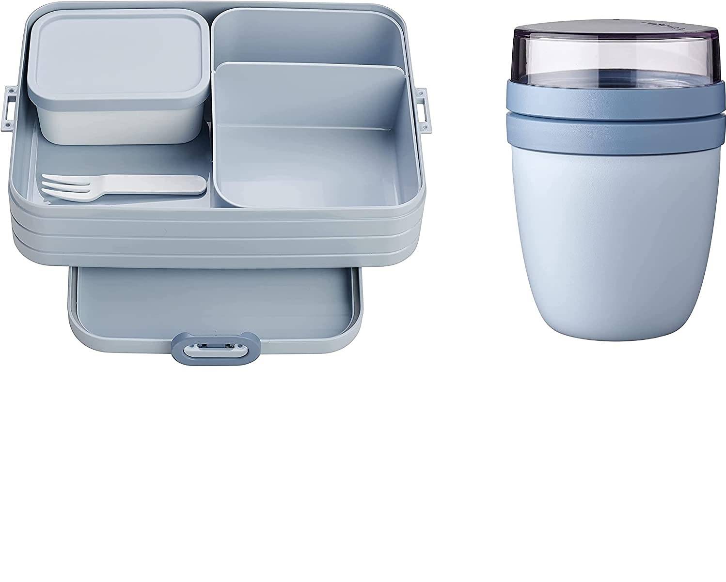 Mepal | Starter Set Snacks to go | Bento-Lunchbox Large & Lunchpot | praktischer Müslibecher | Brotdose mit Fächern | ideal für bis zu 8 Butterbrot