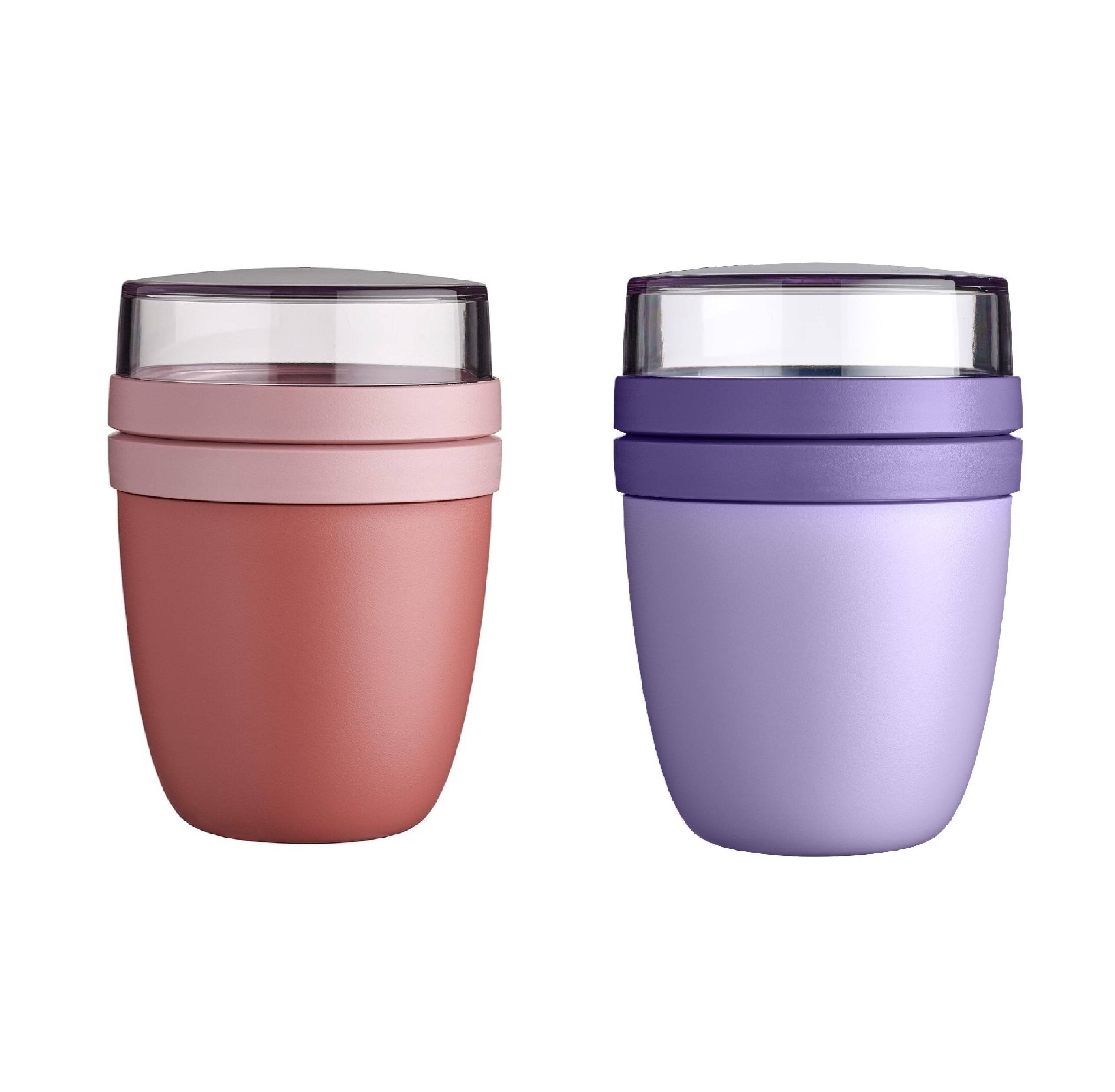 Mepal | Lunchpot Ellipse | Vivid Mauve & Lilac | praktischer To-Go Becher | mikrowellen-, spülmaschinen- und tiefkühlgeeignet | Volumen: 500ml + 700