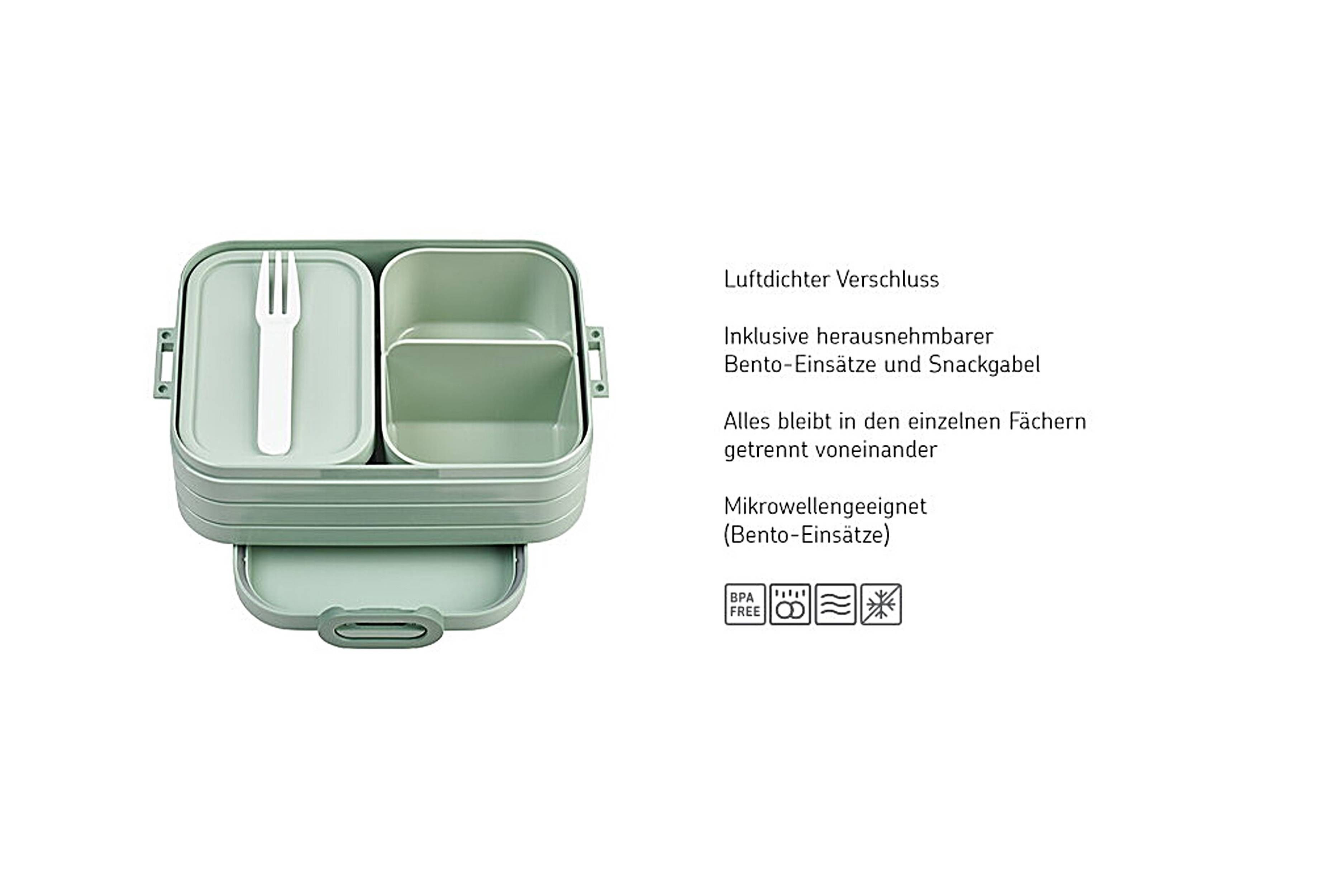 Mepal Bento-Lunchbox Midi Take A – Brotdose mit Fächern, geeignet für bis zu 4 BZW. 8 Butterbrote, TPE/pp/abs, 0 mm Cool Grey - Grau, 900 ml