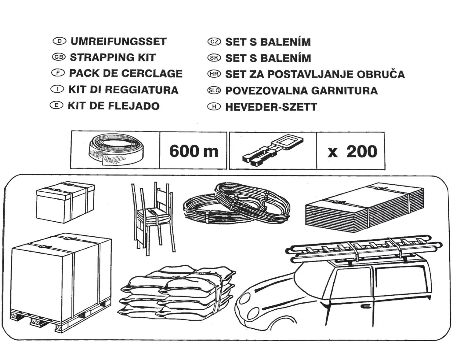 Berger & Schröter | PP-Umreifungsset mit 200 Kunststoffschnallen + 600m Umreifungsband